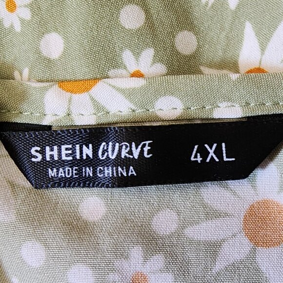 SHEIN Plus Tie Front Ruffle Hem Ditsy Floral Peekaboo Dress Size 4XL NWOT - Picture 6 of 6